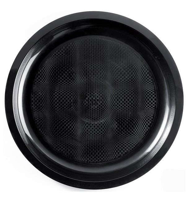 Monouso | 25 Platos Llanos Redondos de Plástico PP, Ø29cm, Negro, Reutilizables, Hasta 125 usos, Apto para Lavavajillas, Plástico Duro, Rígico, Reciclable, Ideal para Fiestas y Eventos.
