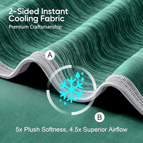 Image of KMUSET Cooling Blanket Twin XL (60 inchx90 inch), Double Sided Summer Cooling Blankets for Hot Sleepers & Night Sweats, Cool Soft Lightweight Blanket for Dorm Room Essentials, Beach & Travel Emerald Green