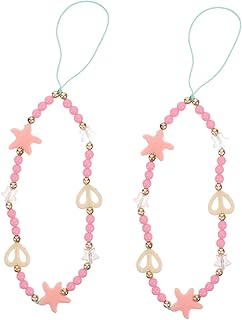 RUNROTOO 2Pcs Coração Corrente De Telefone Móvel Telefones Id Anti-Perda Corrente Fone Frisado Emblemas De Corrente De Telefone Móvel Cordão De Contas Anti- Cordão De Telefone Móvel