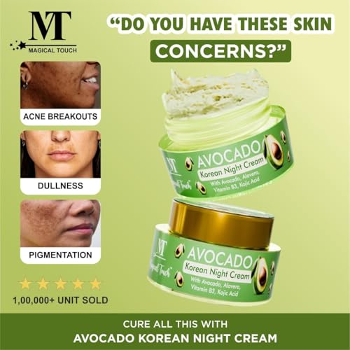 Image of Avocado Korean Night Cream | Deep Hydration & Skin Brightening | Anti-Aging & Wrinkle Repair | Nourishing Korean Skincare