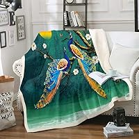 Loussiesd - Coperta in pile con stelle marine, motivo oceanico e marino