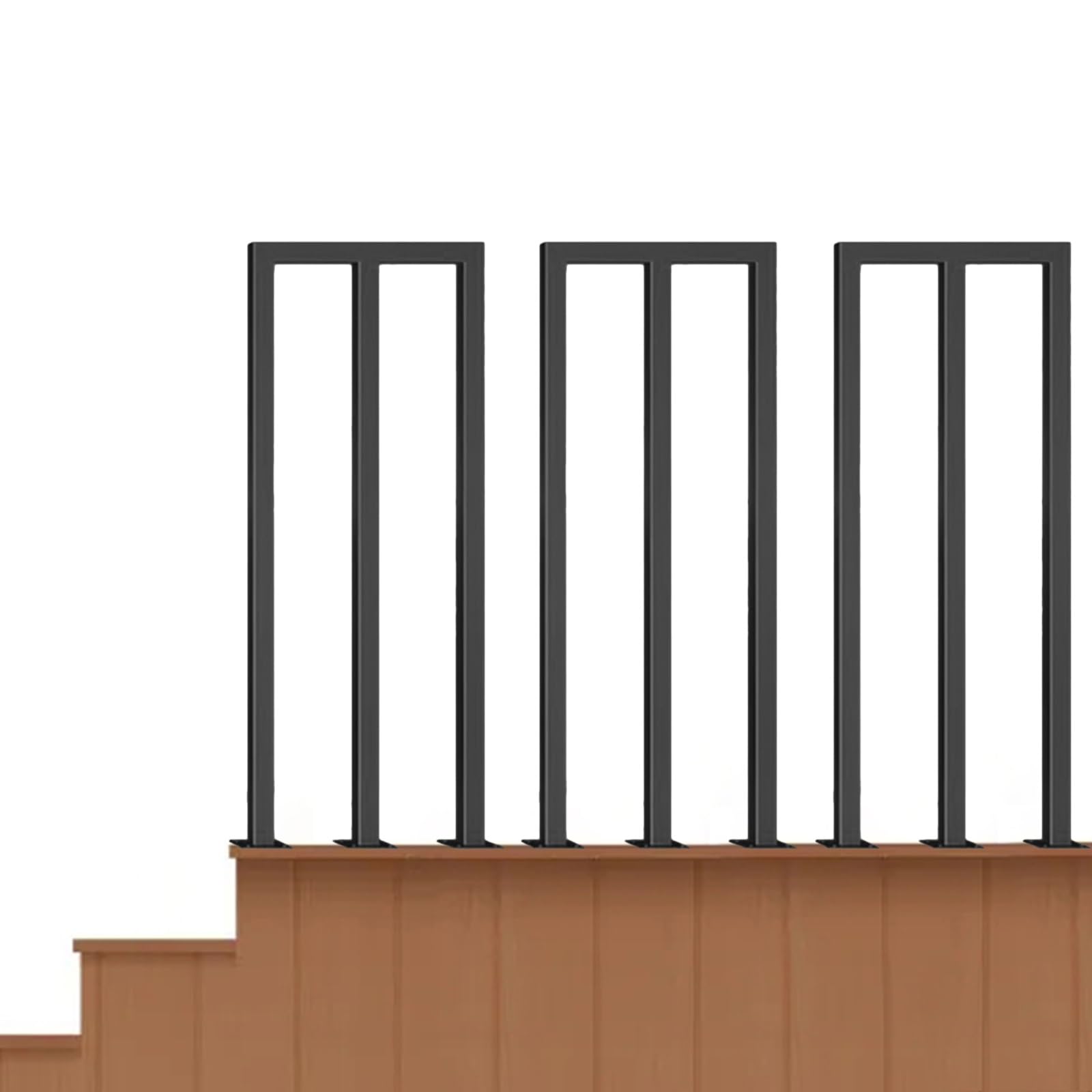 Palo per corrimano Quadrato in Ferro Nero per Scale, corrimano per soffitta, balaustre a Forma di U/M in Stile Industriale per Veranda, terrazza, Interno ed Esterno