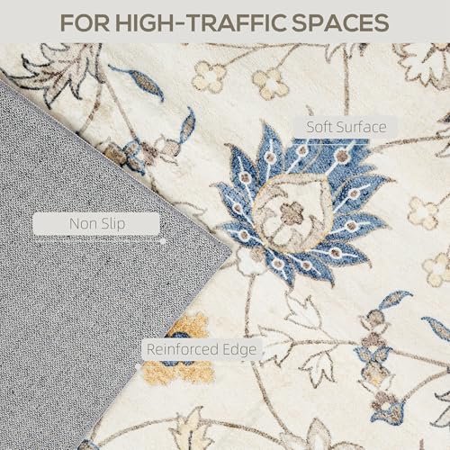 Tapete decorativo HOMCOM azul 4x6 pies lavable y antideslizante miniatura 4
