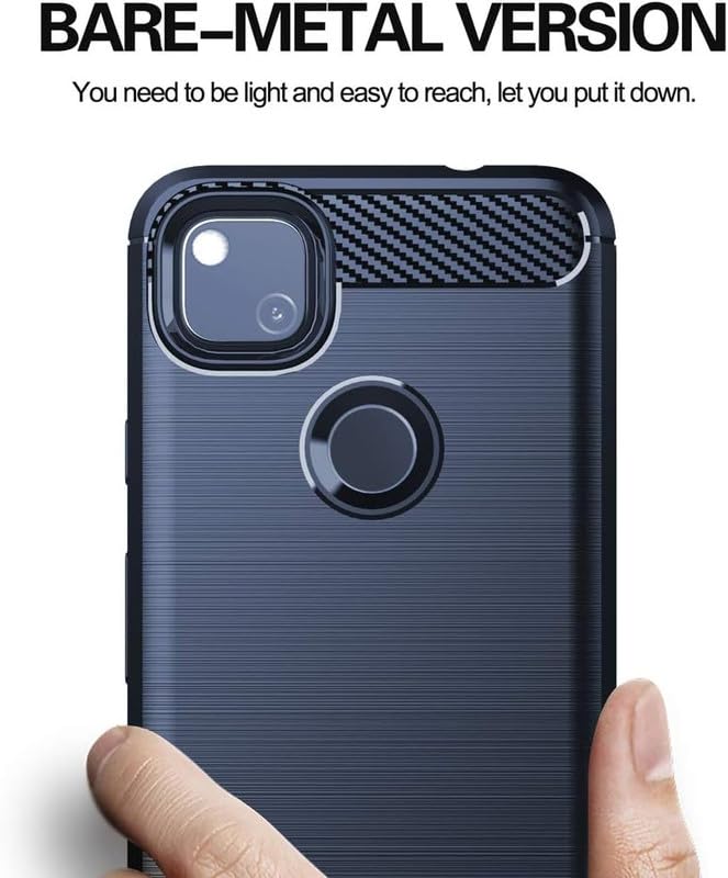 Image of NPRC Hybrid Ultra Slim Protective Case TPU Non-Slip Carbon Fiber Texture Shockproof Case Cover for Google Pixel 5A - Blue