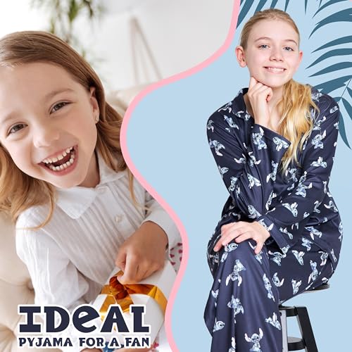 Disney Stitch Girls PJs for Kids Teenagers - 2 Piece Long Girls Pyjamas Breathable Lounge Wear 7-14 - Years Stitch Gifts3