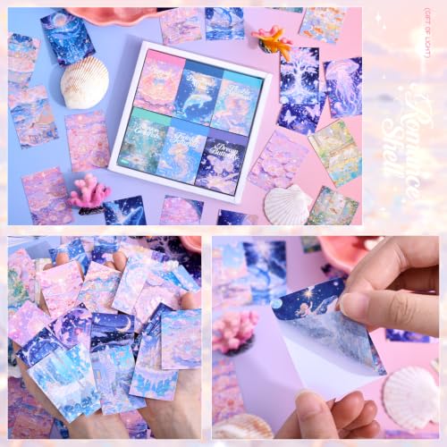 Image of Washi Stickers Set Vintage Aesthetic Sticker Book for Journaling, DIY Decorative Paper Sticker Decals for Bullet Journal Art Scrapbooking Diary Card Craft Gift Album (Ocean Style)
