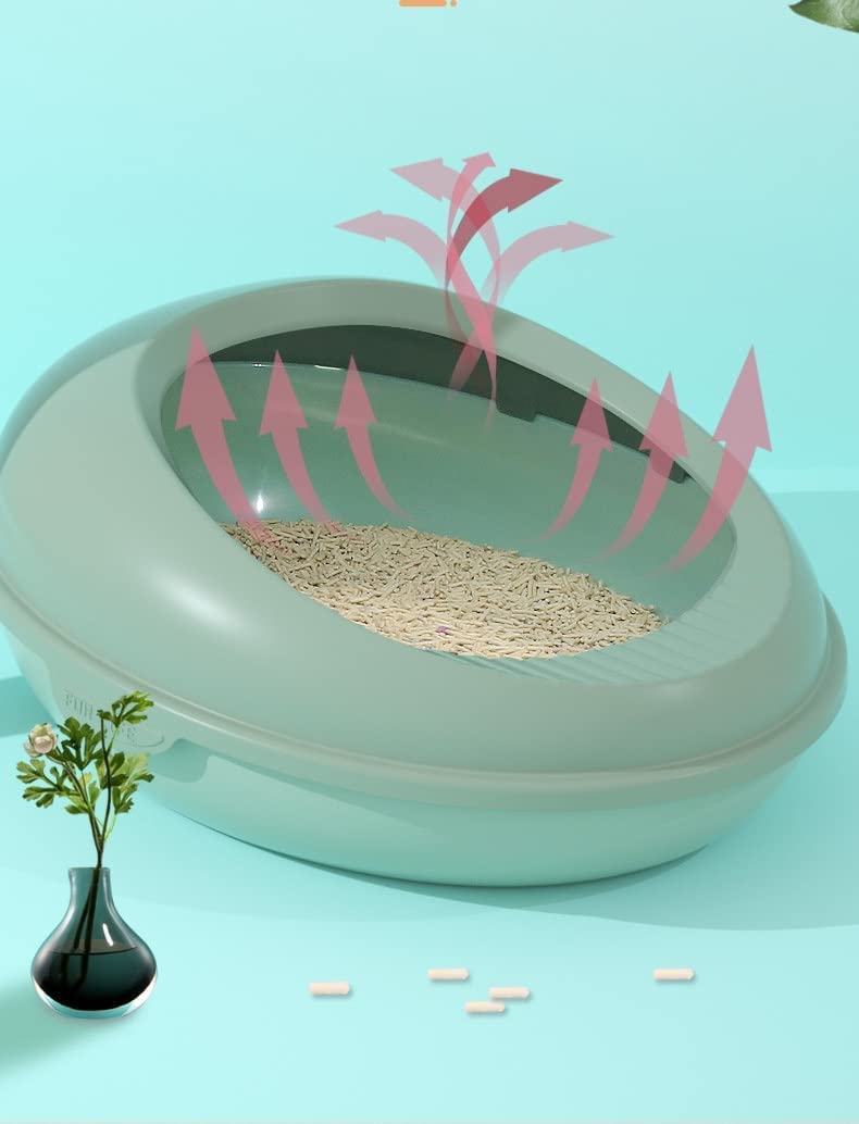 Lettiera per gatti, design semi chiuso con recinzione alta, a forma di uovo resistente, vassoi a prova di spruzzi, lettiera per gatti facile da pulire