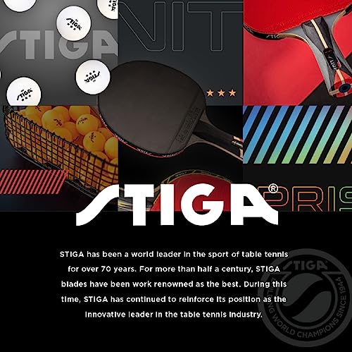 Stiga Pro Carbon Performance-Level Table Tennis Racket With Carbon Technology For Tournament Play - Red And Blue Colors #TOP5
