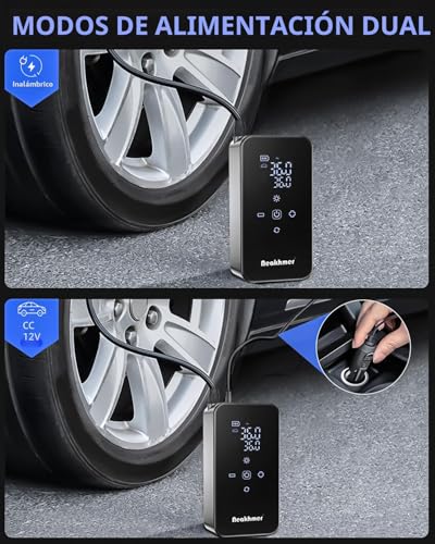 Miniatura 3 de Inflador Ruedas Coche Hinchador Electrico: Mini Compresor Aire Portatil 150 Psi, Con Batería De 6000 Mah, Bomba Bicicleta 12 V Con Medidor De Presión De Neumáticos Para Coche,Bicicleta Y Motocicleta