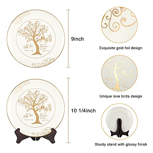 Urllinz 50Th Anniversary Plates With 24K Gold Foil-50Th Anniversary Wedding Gifts For Couples Parents,Valentine's Day Gifts, 50 Year Golden Wedding Gifts,Porcelain Plate For Her Him With Stand 9 Inch #TOP2