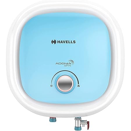 Havells Adonia Spin 15-Litre Vertical Storage Water Heater (Geyser) White Blue 5 Star, Wall Mounting