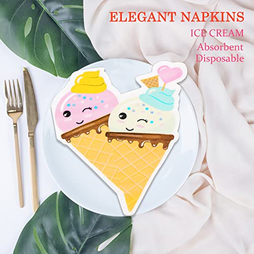 Dylives Ice Cream Party Napkins, Ice Cream Cocktail Party Napkins, Disposable Paper Napkins For Baby Shower, Dinner, Luncheon, Ice Cream Shape Birthday Party Supplies Decoration, 6.5 Inch (Pack Of 50) #TOP6