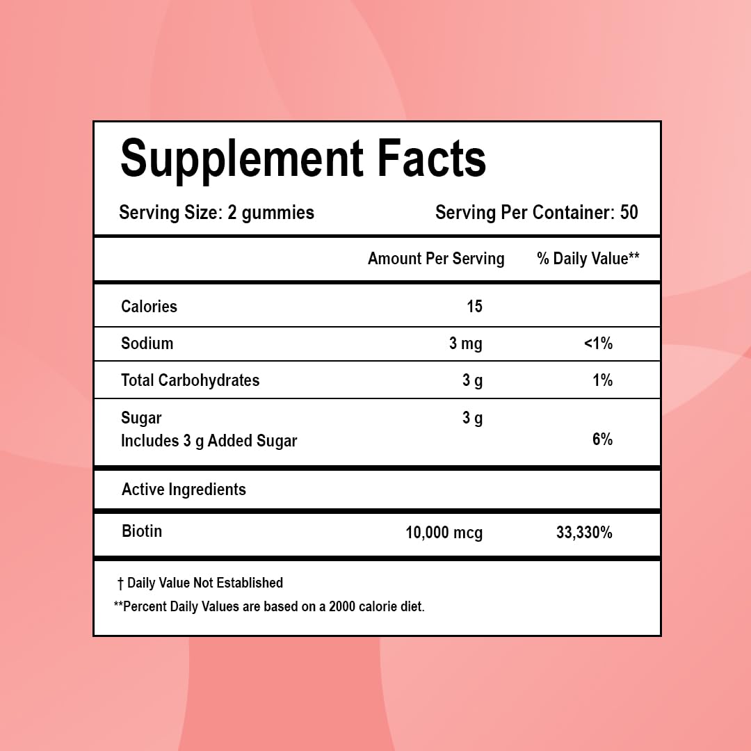 LifeCentric Health Biotin Gummies for Adults | Max Strength Biotin 10000mcg | Chewable Biotin Supplement for Women and Men | 100 Count Vegan Hair Gummies for Hair Skin and Nails — Amazon image 6