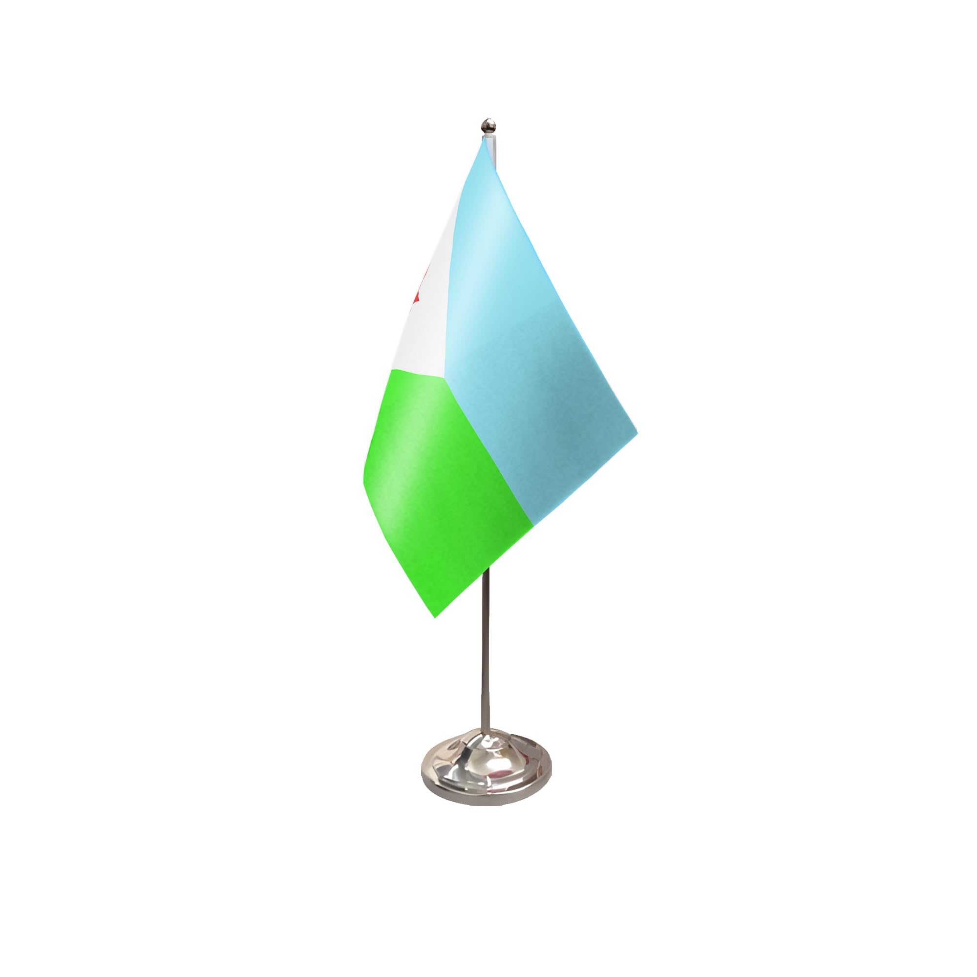 Flagtex Djibouti Satin Table Flag With Chrome Pole & Base