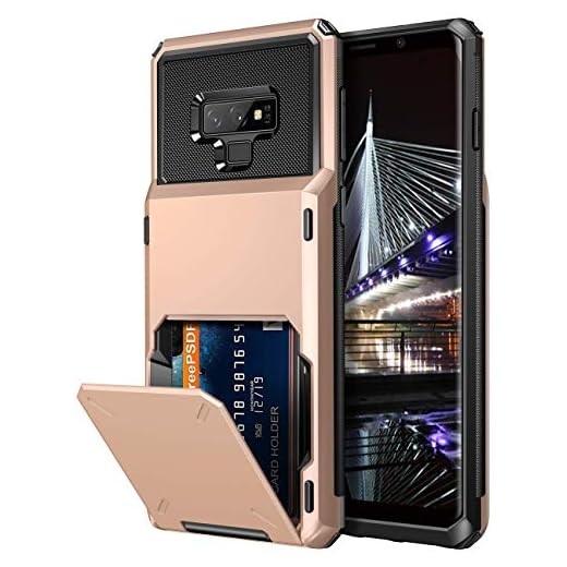 Vofolen Case for Galaxy Note 9 Case Wallet 4-Slot Pocket Credit Card ID Holder Scratch Resistant Dual Layer Protective Bumper Rugged Rubber Armor Hard Shell Cover for Samsung Galaxy Note 9 Rose Gold