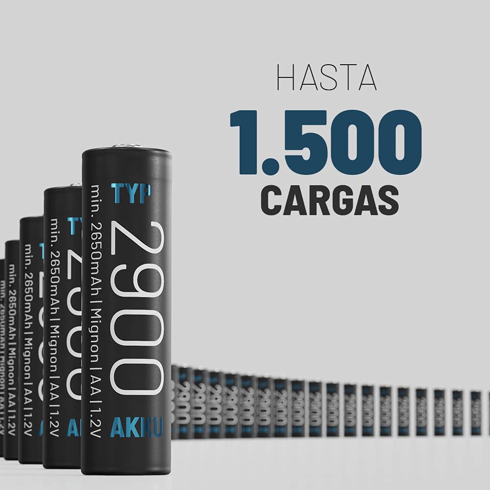 ABSINA Pilas Recargables AA 2900 NiMH 1,2V & mín. 2650mAh | Paquete de 32 - Pila recarregáveis para Dispositivos Alto Consumo - Bateria Recargable Wii y Controles Xbox