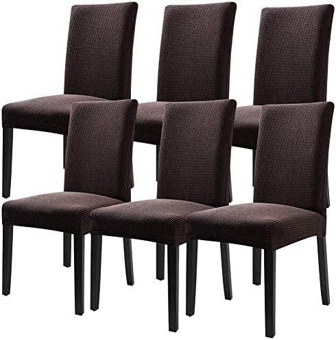 Fuloon 6 Pack Super Fit Stretch Removable Washable Short Dining Chair Protector Cover Seat Slipcover for Hotel, Dining Room, Ceremony, Banquet Wedding Party