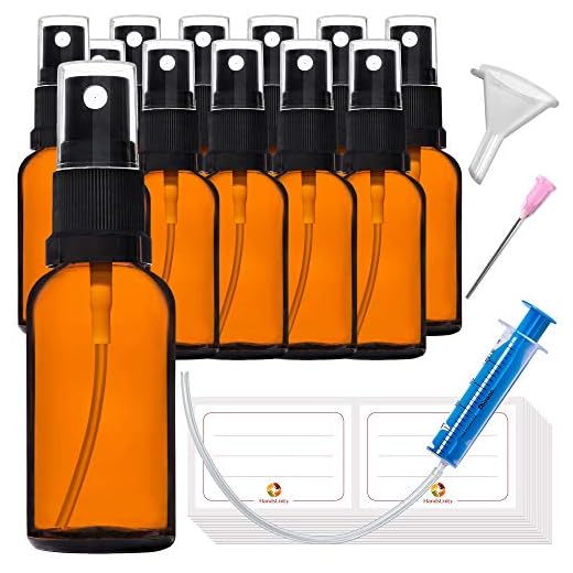 12 x 30 ml sprayflaska brun glasflaska med sprejflaska – apotekarglas sprayflaska av braunglas-set inklusive 28 hjälptillbehör