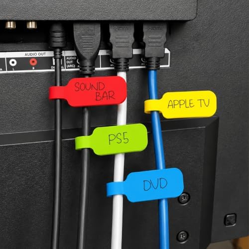32 Self-Locking Writable Cable Straps - Color-Coded Locking System for Managing Wires, Organizing Electronic Devices, TVs, Home & Office Cables, Reusable Cord Ties — view 7