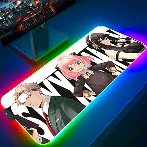 ゲーミングマウスパッドアニメかわいいスパイフォージャーファミリー RGB ゲーム用マウスパッド 滑り止めベース ステッチエッジ 防水 ゲーム用に最適化,カラー,M