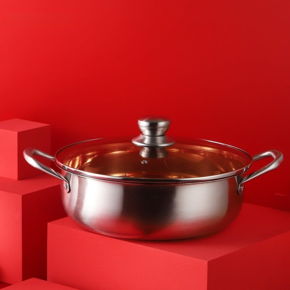 Pentola in acciaio inox con coperchio e doppi manici ottimizzati per fornelli a induzione e multi compatibilità