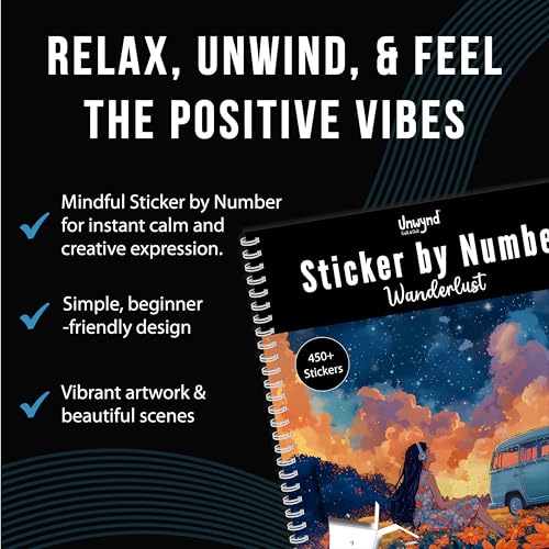 Image of Wanderlust Sticker by Number Book for Adult, Brain Puzzle Games Kits