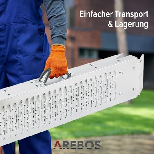 Arebos 2X Faltbare Auffahrrampen | Stahl Rampe bis 400 kg belastbar,rutschfest,perforiert | Laderampe für Auto oder Anhänger Auffahrrampe für Motorrad, Rasentraktor, Rollstuhl, Fahrrad | 180 cm