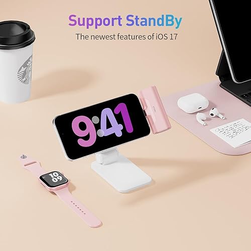 Miniatura 4 de iWALK StandMe Mag - Soporte magnético plegable para iPhone para escritorio, altura ajustable, manos libres, soporte magnético para teléfono,