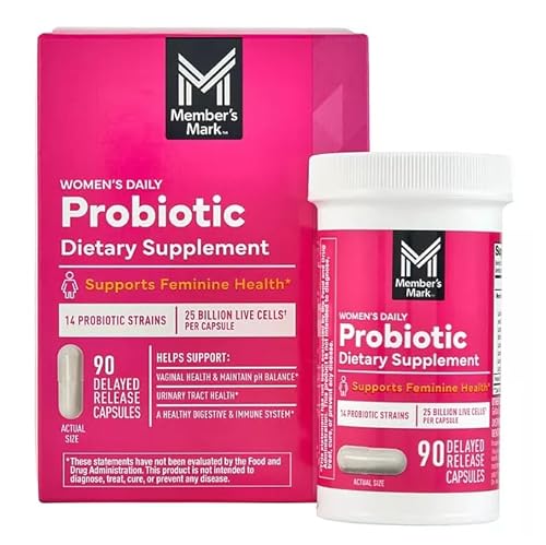 Members Mark Women's Daily Probiotic Supplement, 14 Strains, 25 Billion Live Cells, 90 Delayed Release Capsules