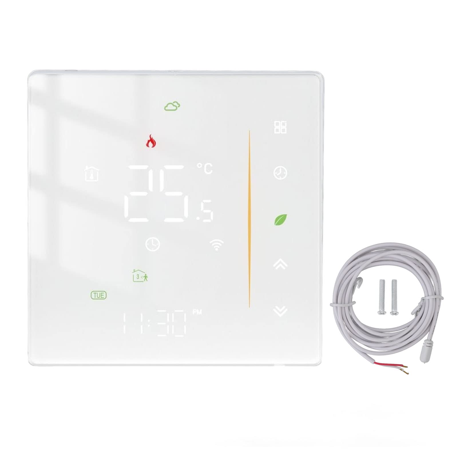 Fafeicy Termostato da Pavimento per Uso Domestico Regolatore di Temperatura Ambiente Programmabile WiFi Display LCD Touch Screen Digitale Impostazione da 41 a 95F per Soggiorno Camera da Letto di Casa