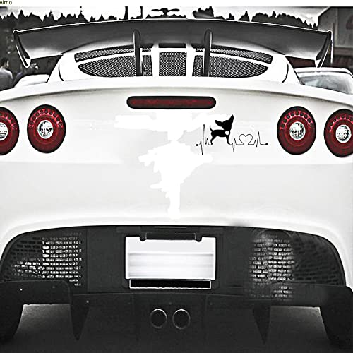Herzschlag Hunde Aufkleber, 2 Stück Chihuahua Dog Heartbeat Love Sticker Reflektierende Lustige Aufkleber Auto JDM Sticker Tier Autoaufkleber wasserdichte Sticker für Auto LKW Computer Laptop