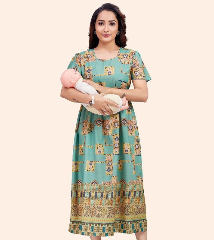 Image of RITIJYA Zipless Feeding Kurtis & Dresses for Women | Zipless Maternity Wear Gown Pregnancy Dress for Nursing Mothers | Viscose Rayon | Stylish & Comfortable | S to 4XL | Washable & Durable