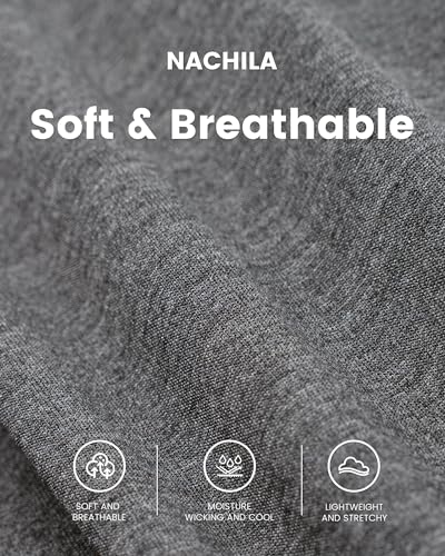 Image of NACHILA Mens Pajamas Set Long Sleeve Henley Sleepwear Top Soft Jogger Pants Pajamas Cool Pjs Set,Viscose Made from Bamboo