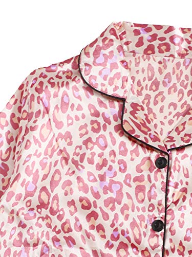 Shein Women's 7Pcs Pajama Set Cami Pjs With Shirt And Eye Mask Pink Leopard Medium #TOP2