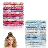 20 Stück Kknekki Haargummi, Haargummis, Weiche Elastische Zopfgummi Für Dickes Und Lockiges Haar, Ideal Für Sport, Büro Und Freizeit, 10 Pink Und 10 Blau