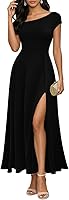 ABKY Women's One Shoulder Split Maxi Dress - Sexy Elegant Cocktail Party Formal Evening Gown