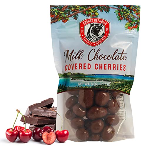 Cherry Republic Milk Chocolate Covered Cherries - Michigan Montmorency Dried Tart Cherries With Milk Chocolate - Single 7 oz. Bag