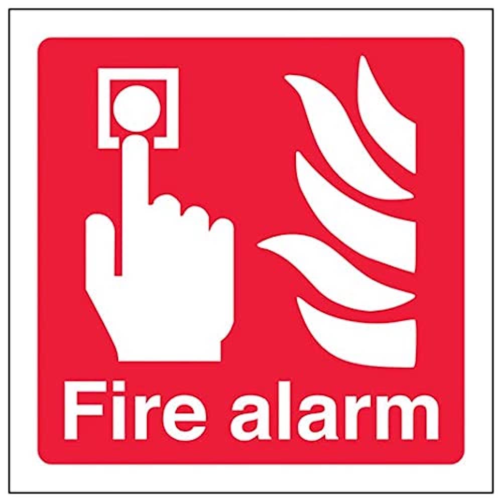 V Safety Eco Friendly Fire Equipment - Fire Alarm Logo - 150 x 150 mm Safety Sign, Multi, 150x150mm