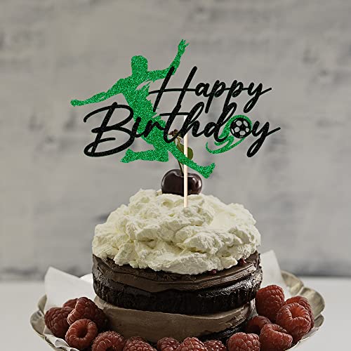 Happy Birthday Soccer Cake Topper Soccer Birthday Party Decorations，Sports Themed Football Happy Birthday Cake Topper #TOP3