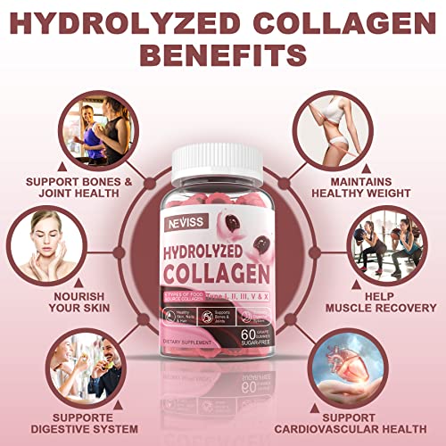 Hydrolyzed Collagen Gummies + Calcium Magnesium Gummies For Adults - Sugar Free, Support Healthy Skin Hair Nails, Bone & Nerve Health, Muscle Function & Mood #TOP5