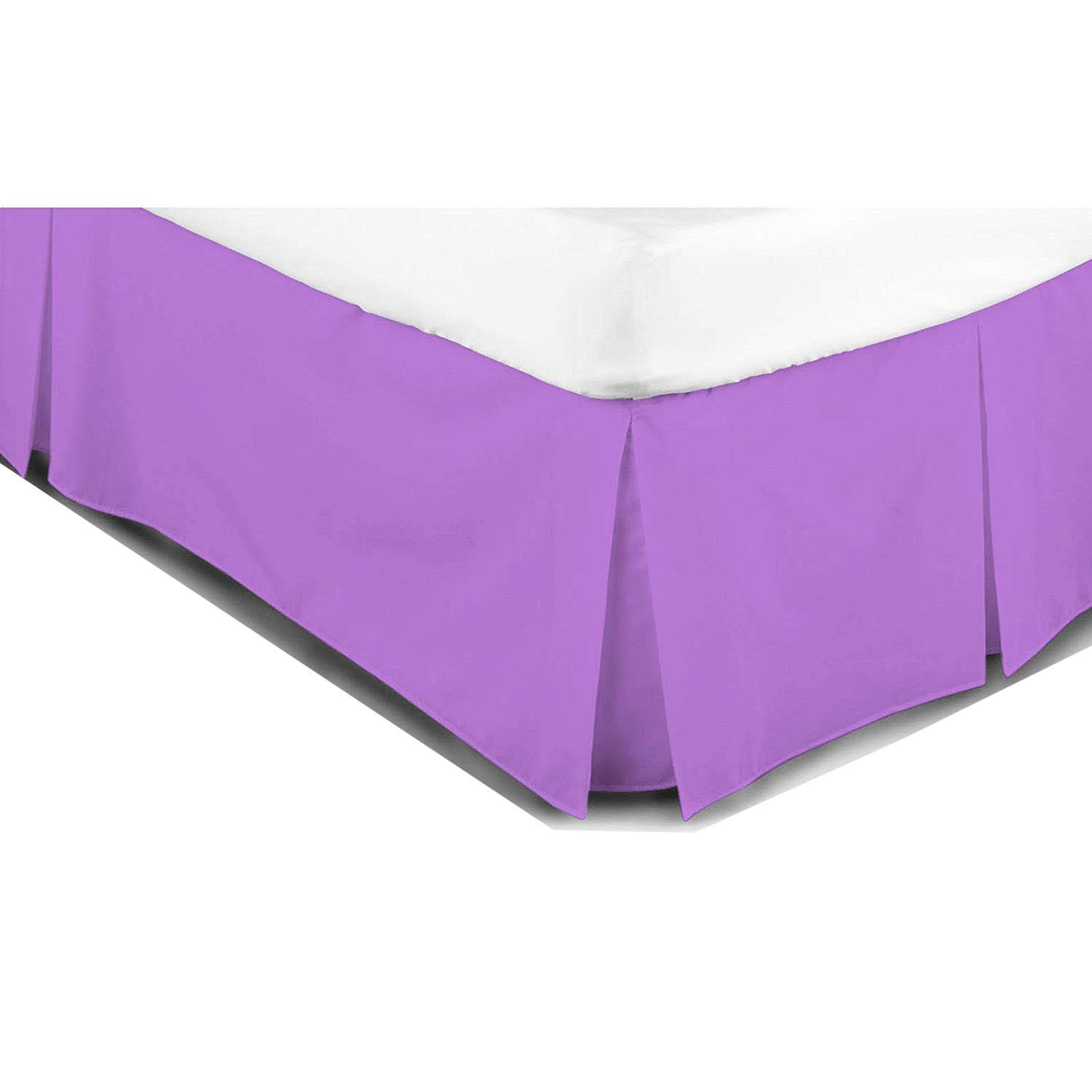 AR Plain Dyed Poly Cotton Platform Base Valence Sheet Pleated Sheet Size Single Colour Lilac
