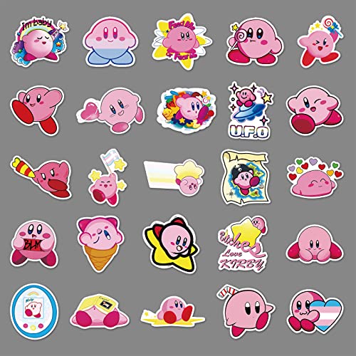 Kirby Aufkleber 50 Stück Cartoon Niedlich Game Kirby Stickers für Laptop Skateboard Gitarre Kühlschrank Scrapbook Gepäck Auto Motorrad,Wasserdicht Trendy Aesthetic Aufkleber für Jugendliche Kinder