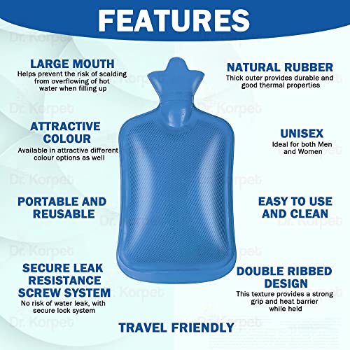 Image of rubber hot water bag, hot water bags for pain relief, heating pad for pain relief - Random color - 1 Piece