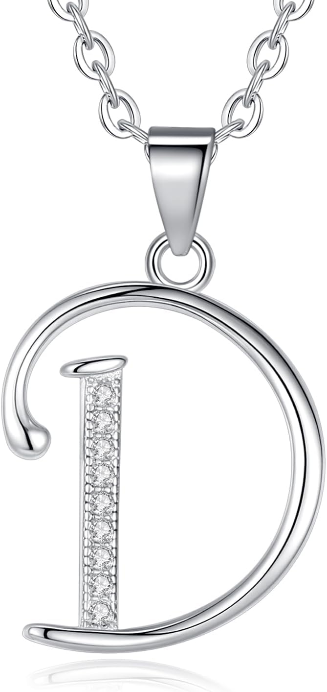 Initial Necklace for Women Letter pendant Necklace A to Z with Cubic Zirconia Silver or Gold Letter Charm Necklace Anniversary, Birthday, Graduation Gift for Women, Mom, Her