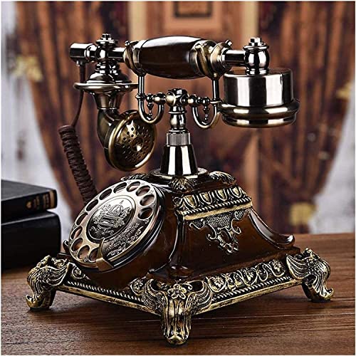 Image of Dratal Imitation Copper Vintage Style Rotary Retro Old Fashioned Corded Rotary Dial Home and Office Telephone Functional Antique Style Telephone-Bronze (DT-01)