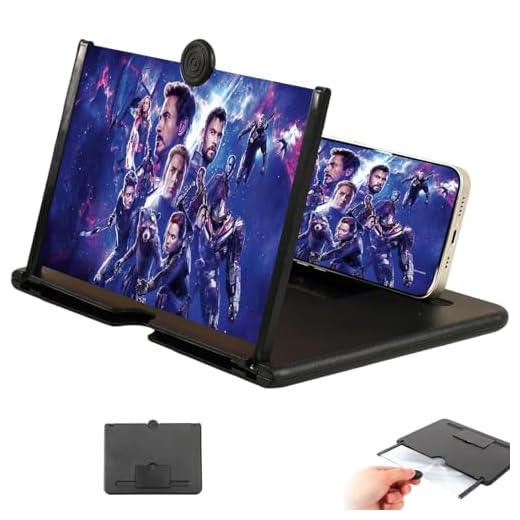 MeiAid 2026 Upgraded Big Screen Phone Magnifier,3D HD Screen Amplifier with Foldable Stand, Portable Mobile Magnifier for Movies & Gaming, Universal Compatible with All Smartphones (10in)