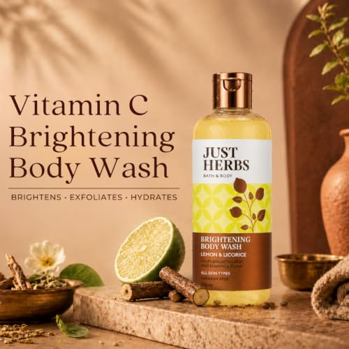 Image of Just Herbs Vitamin C Brightening Body Wash with Lime and Liquorice for Men & Women