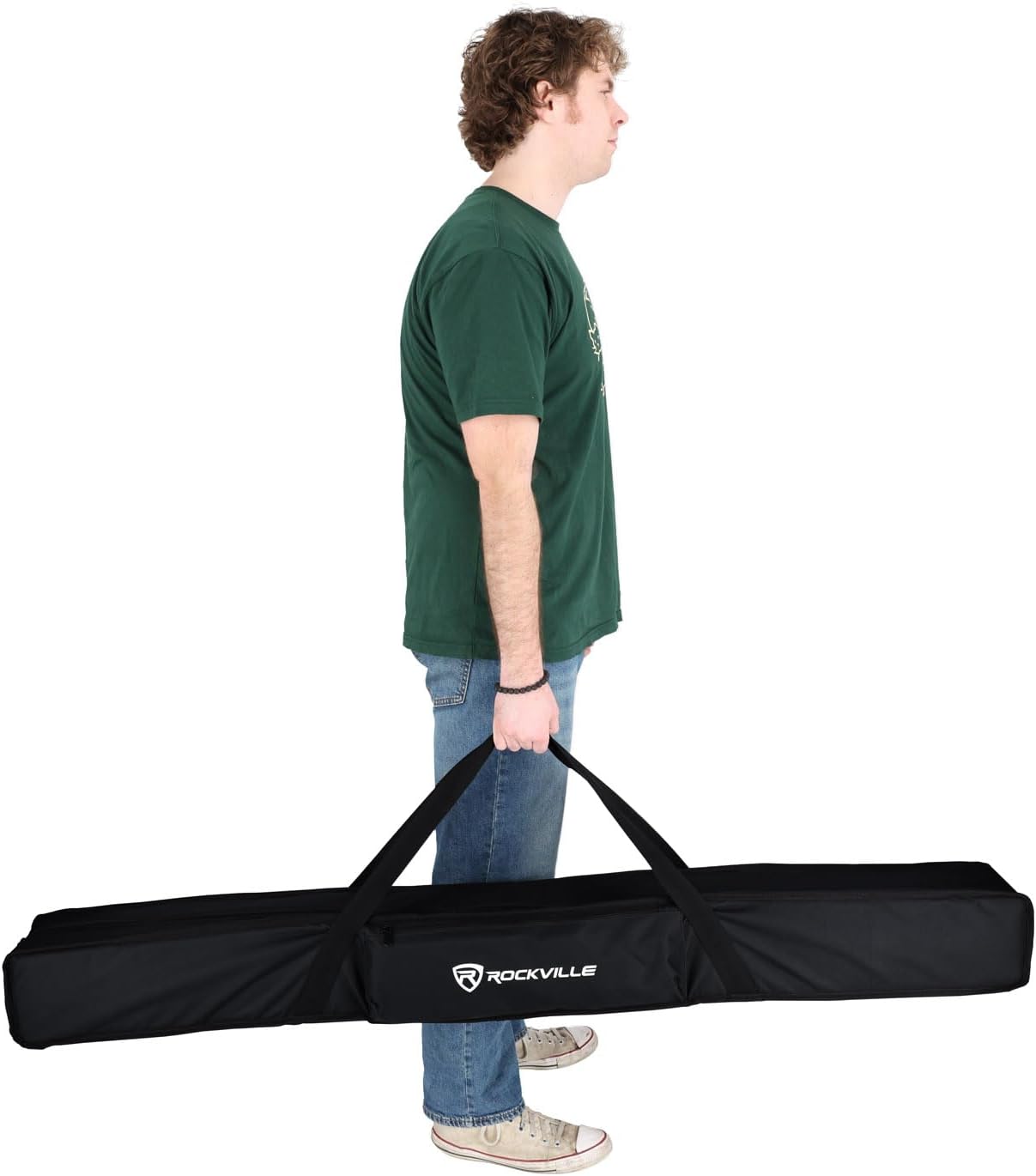 Rockville Bag for 4X Rock Saber Lights Protective Case, Thick Foam Padding, Water-Resistant, Accessory Pockets, Perfect for DJs and Event Planners (4 Light Capacity)