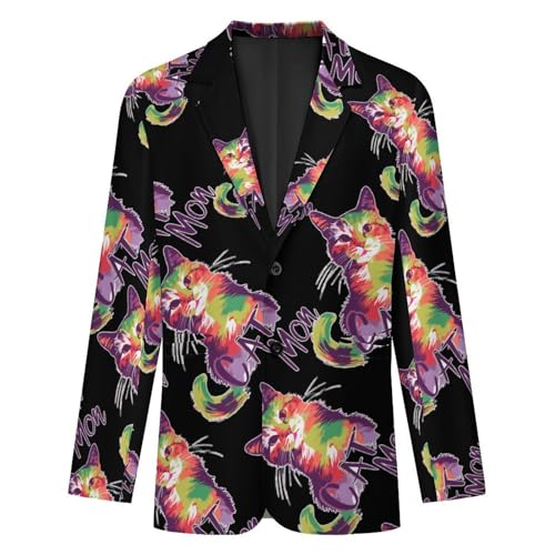 Cat Mom Men's Suits Dress Business Formal Suit Print Jackets Coat for Wedding Party4