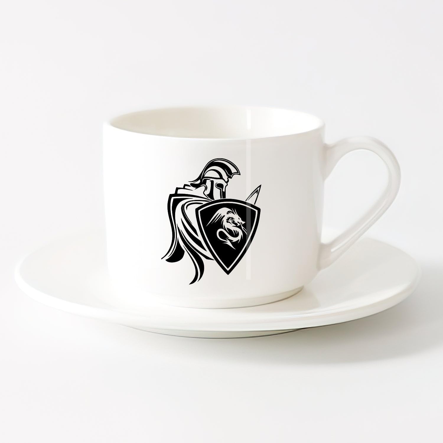 Durable Mugs Military Spartan Warrior with Spear Shield （6oz/175ml） Humorous Gift for Coffee Lovers, Work Besties, Coworkers & Friends，Sets Tea Cup with Saucers